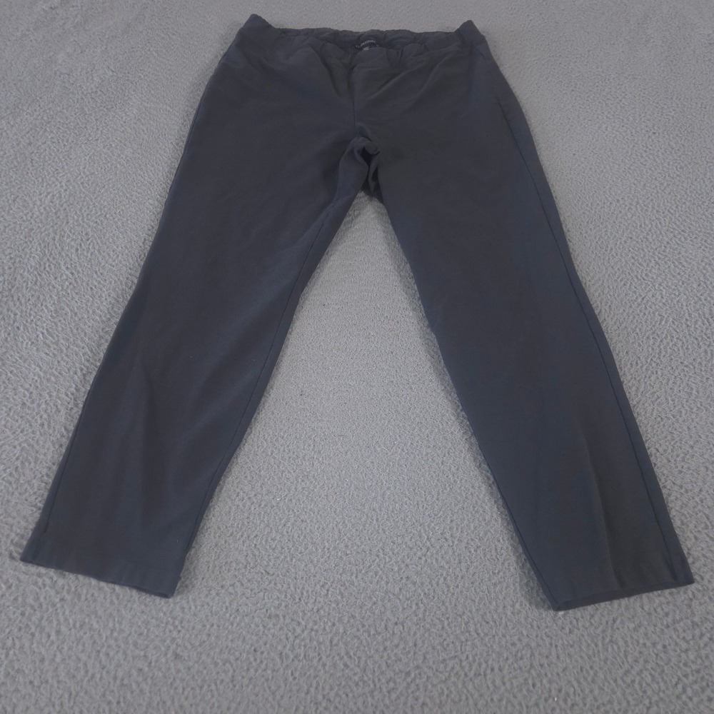 Eileen Fisher Pants Womens Large Gray Tapered Leg Viscose Stretch Pull On Knit
